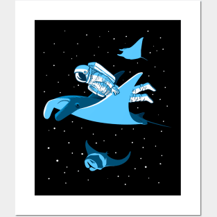 Astronaut traveling in blanket fish Posters and Art